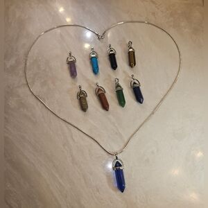 Elegant Silver Necklace with Multi-Color Pendants